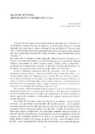 Portada:\"Juan de Mañara\": mitificación y desmitificación / Juan Bargalló