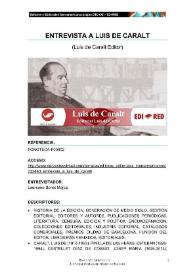 Portada:Transcripción de la "Entrevista a Luis de Caralt (Luis de Caralt Editor)"
