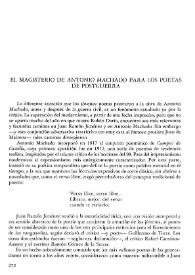 Portada:El magisterio de Antonio Machado para los poetas de postguerra / Leopoldo de Luis