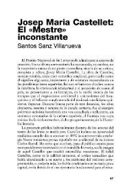 Portada:Josep Maria Castellet: El \"Mestre\" inconstante
 / Santos Sanz Villanueva