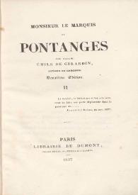 Portada:Monsieur le marquis de Pontanges. II / par Madame Émile de Girardin