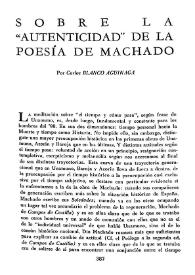 Portada:Sobre la \"autenticidad\" de la poesía de Machado / Por Carlos Blanco Aguinaga