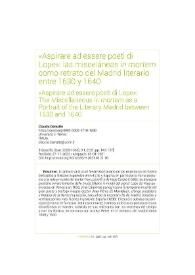 Portada:\"Aspirare ad essere poeti di Lope\": las misceláneas \"in mortem\" como retrato del Madrid literario entre 1630-1640 / Claudia Demattè