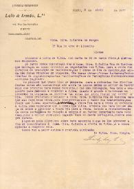 Portada:Carta de la Livraria Chardron de Lelo & Irmão a Carmen de Burgos. Porto, 14 de abril de 1920