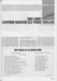 Portada:Vida i mort d'Antonio Machado als Països Catalans / per Josep M. Castellet
