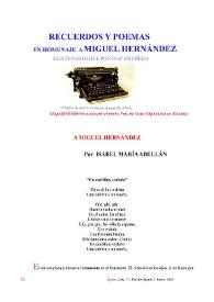 Portada:A Miguel Hernández / por Isabel María Abellán