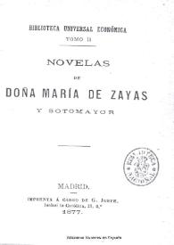 Portada:Novelas de doña María de Zayas y Sotomayor [Madrid, 1877]