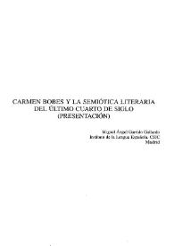 Portada:Carmen Bobes y la semiótica literaria del último cuarto de siglo (Presentación) / Miguel Ángel Garrido Gallardo