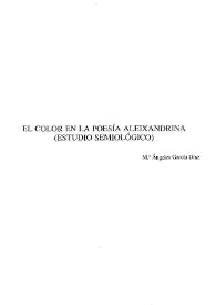 Portada:El color en la poesía Aleixandrina (estudio semiológico) / M.ª Ángeles García Díaz