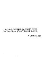 Portada:Pilar Paz Pasamar: la poesía como sistema traductor y comunitario / M. Carmen García Tejera