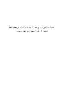 Portada:Historia y olvido de la \"Zaragoza\" galdosiana. (Comentarios y documentos sobre la ópera) / Manuel Alvar