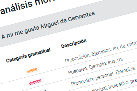 Análisis morfológico en la Biblioteca Virtual Miguel de Cervantes