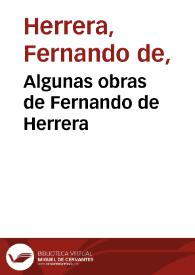 Portada:Algunas obras de Fernando de Herrera / Fernando de Herrera; edición de Cristóbal Cuevas