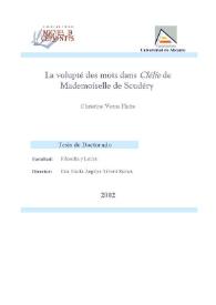Portada:La volupté des mots dans Clélie de Mademoiselle de Scudéry / Christine Verna Haize