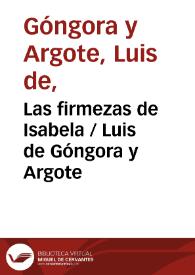 Portada:Las firmezas de Isabela / Luis de Góngora y Argote