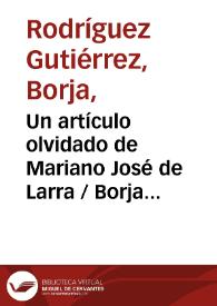 Portada:Un artículo olvidado de Mariano José de Larra / Borja Rodríguez Gutiérrez