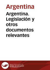 Portada:Argentina. Legislación y otros documentos relevantes