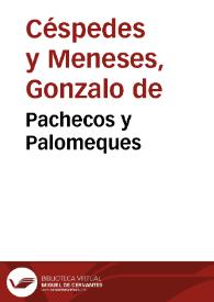 Portada:Pachecos y Palomeques / Gonzalo de Céspedes y Meneses