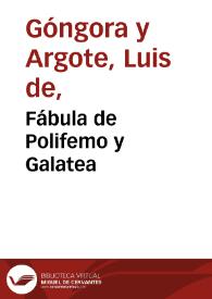 Portada:Fábula de Polifemo y Galatea / Luis de Góngora y Argote