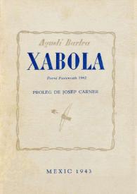 Portada:Xabola : Premi Fastenrath 1942 / Agustí Bartra
