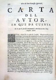 Portada:Carta del autor en que da cuenta de lo que le sucedió caminando a Andalucía con el Rey nuestro Señor / Francisco de Quevedo