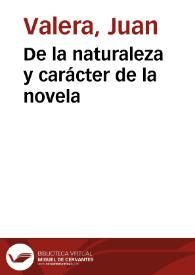 Portada:De la naturaleza y carácter de la novela / Juan Valera