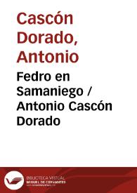 Portada:Fedro en Samaniego / Antonio Cascón Dorado