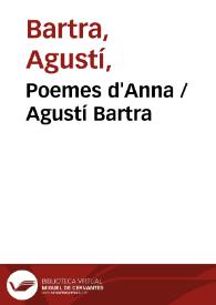 Portada:Poemes d'Anna / Agustí Bartra