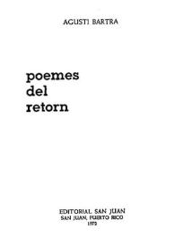 Portada:Poemes del retorn / Agustí Bartra