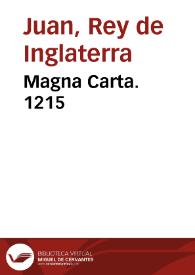 Portada:Magna Carta. 1215