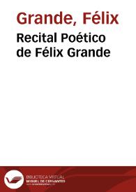 Portada:Recital Poético de Félix Grande