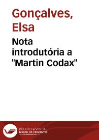 Portada:Nota introdutória a "Martin Codax" / Elsa Gonçalves
