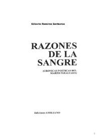 Portada:Razones de la sangre : (crónicas poéticas del marzo paraguayo) / Gilberto Ramírez Santacruz