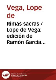 Portada:Rimas sacras / Lope de Vega; edición de Ramón García González