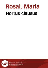 Portada:Hortus clausus / María Rosal