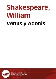 Portada:Venus y Adonis / William Shakespeare; edición de Ramón García González