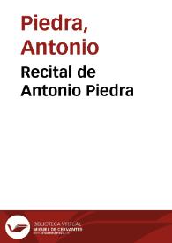 Portada:Recital de Antonio Piedra / Antonio Piedra