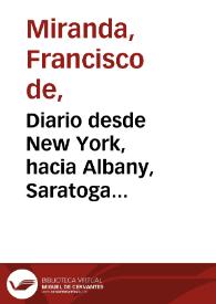 Portada:Diario desde New York, hacia Albany, Saratoga... / Francisco de Miranda