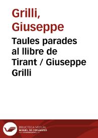 Portada:Taules parades al llibre de Tirant / Giuseppe Grilli