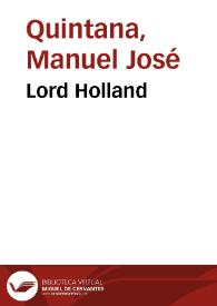 Portada:Lord Holland / Manuel José Quintana