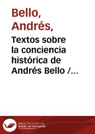 Portada:Textos sobre la conciencia histórica de Andrés Bello