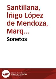 Portada:Sonetos / Íñigo López de Mendoza, Marqués de Santillana; editados por Ramón García González