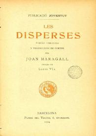 Portada:Les disperses poesíes originals y traduccions de Goethe / per Joan Maragall; pròleg de Lluis Vía