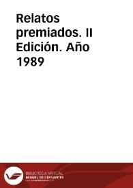 Portada:Relatos premiados. II Edición. Año 1989