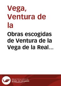 Portada:Obras escogidas de Ventura de la Vega de la Real Academia Española. Tomo Primero / Ventura de la Vega