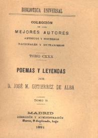 Portada:Poemas y leyendas / por José M. Gutiérrez de Alba