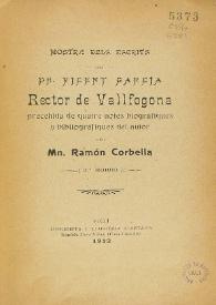 Portada:Mostra dels escrits del Dr. Vicent Garcia, Rector de Vallfogona / Francesc Vicent Garcia i Torres