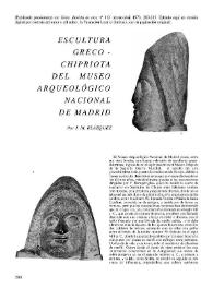 Portada:Escultura greco-chipriota del Museo Arqueológico Nacional de Madrid / José María Blázquez Martínez