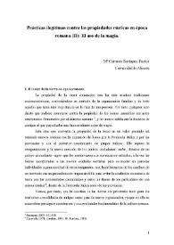 Portada:Prácticas ilegítimas contra las propiedades rústicas en época romana (II) : El uso de la magia / M.ª Carmen Santapau Pastor