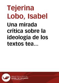 Portada:Una mirada crítica sobre la ideología de los textos teatrales para niños / Isabel Tejerina Lobo